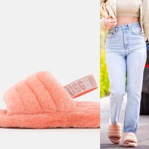 UGG Pink Coral Super Fluff Platform Slippers